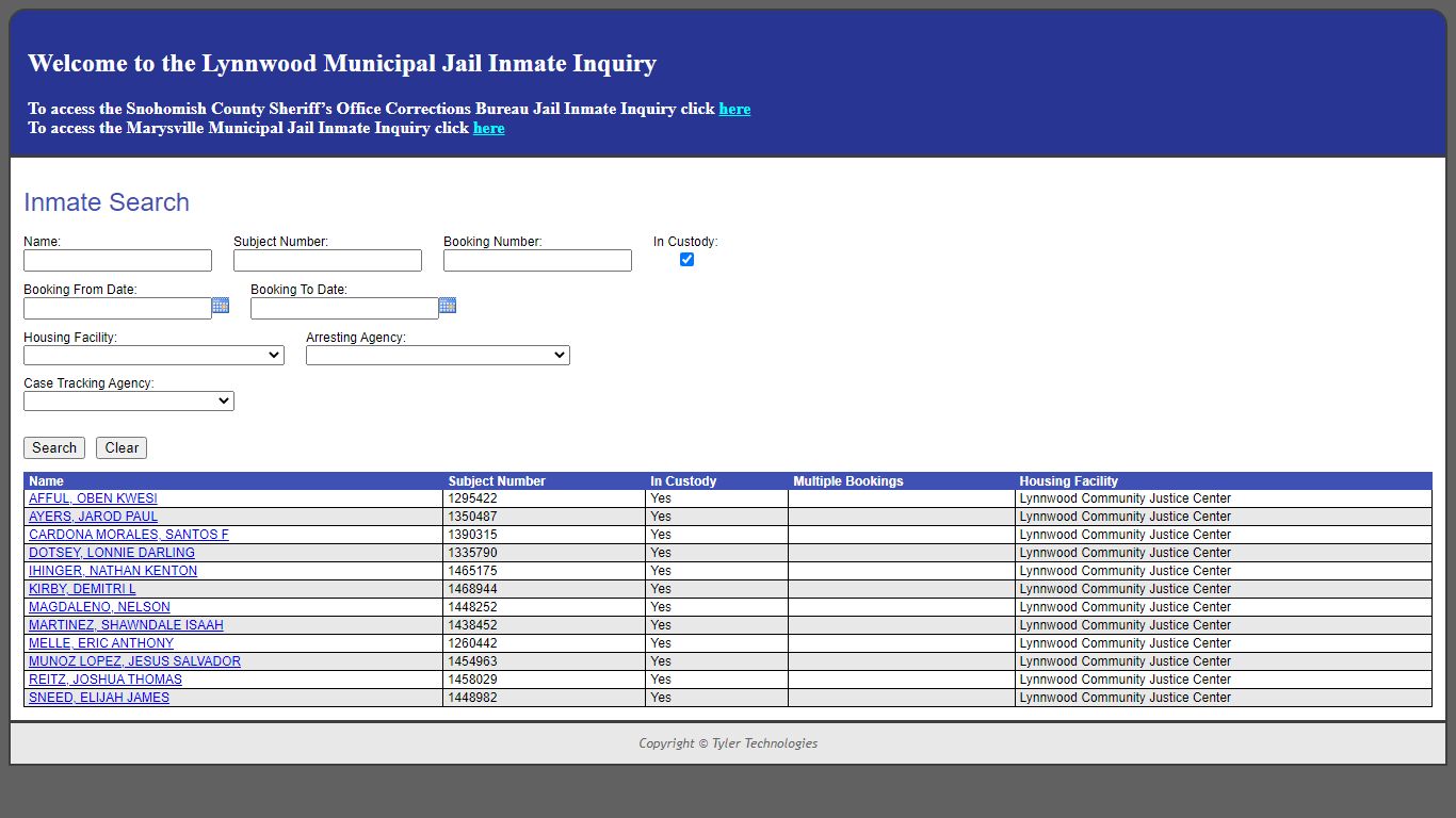 Inmate Search - SNO911