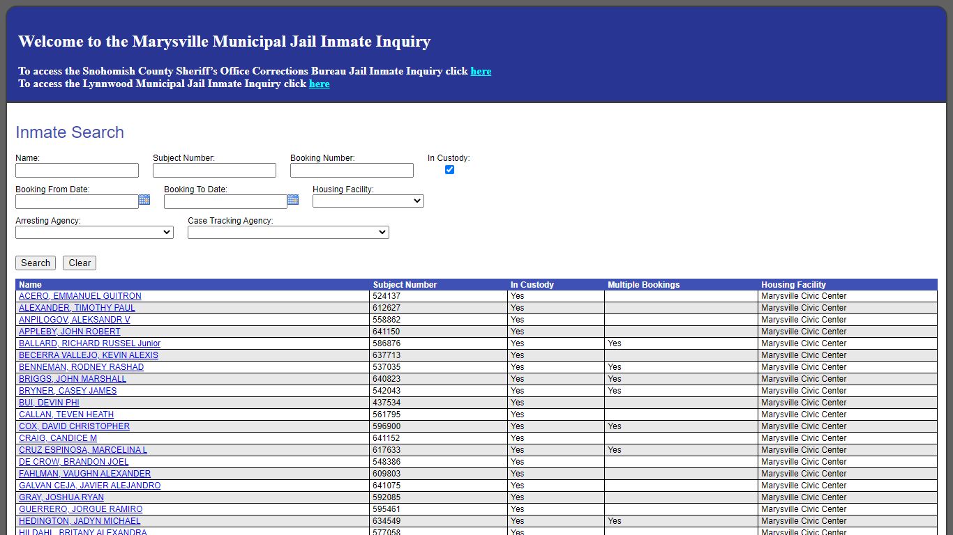 Inmate Search - SNO911