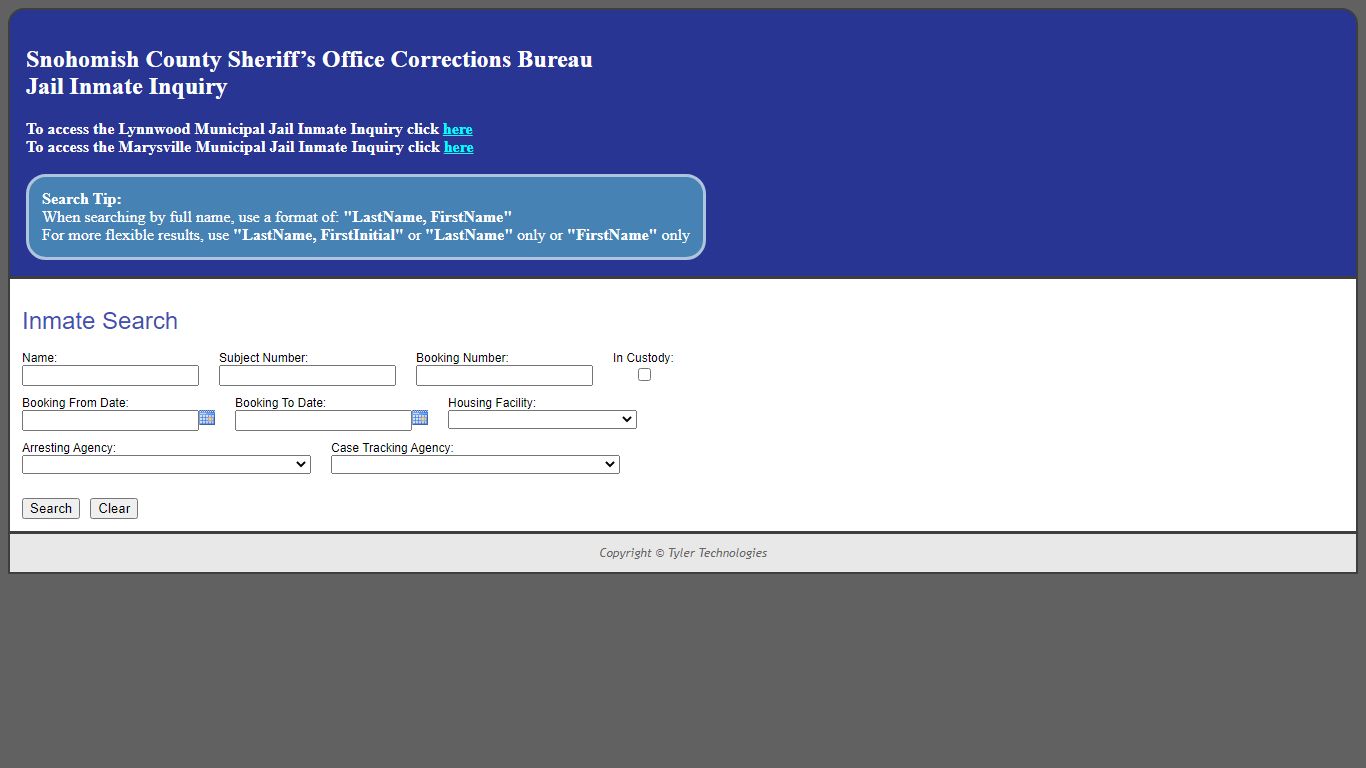 Inmate Search - SNO911