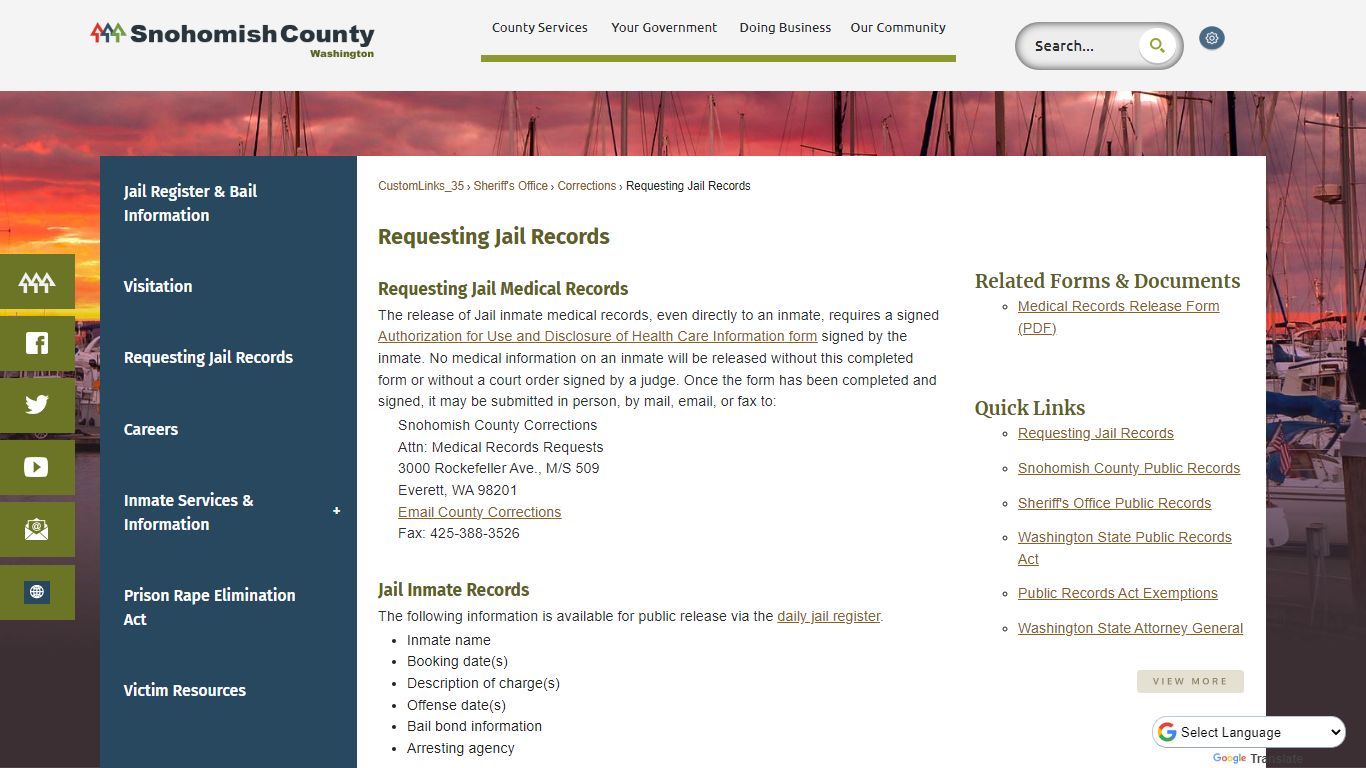 Requesting Jail Records | Snohomish County, WA